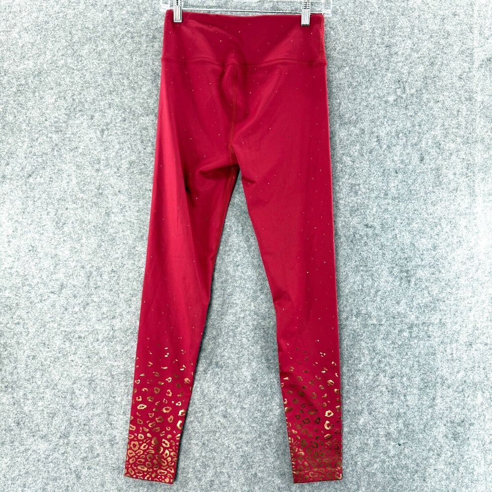 PEACH Leggings Womens Medium Red Gold Made in USA Active Yoga‎ Workout Stretch - Picture 2 of 10